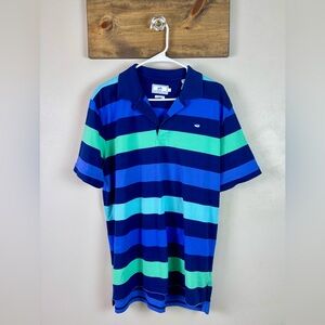 Southern Tide Size Large Classic Fit Striped Polo Shirt - beautiful colors -